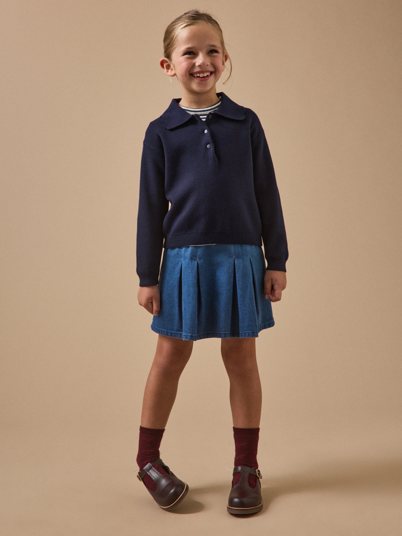 Meisjestrui in milanotricot met polokraag