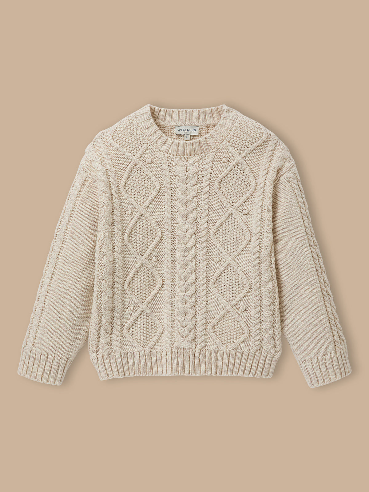 Pull torsadé avec laine Fille
