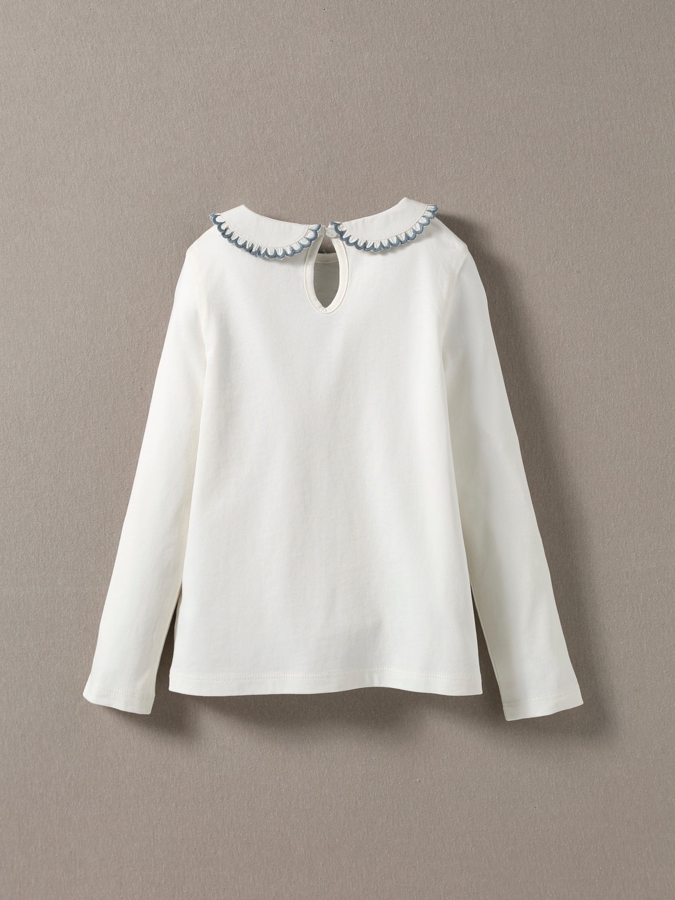 T-shirt col festonné en coton bio fille