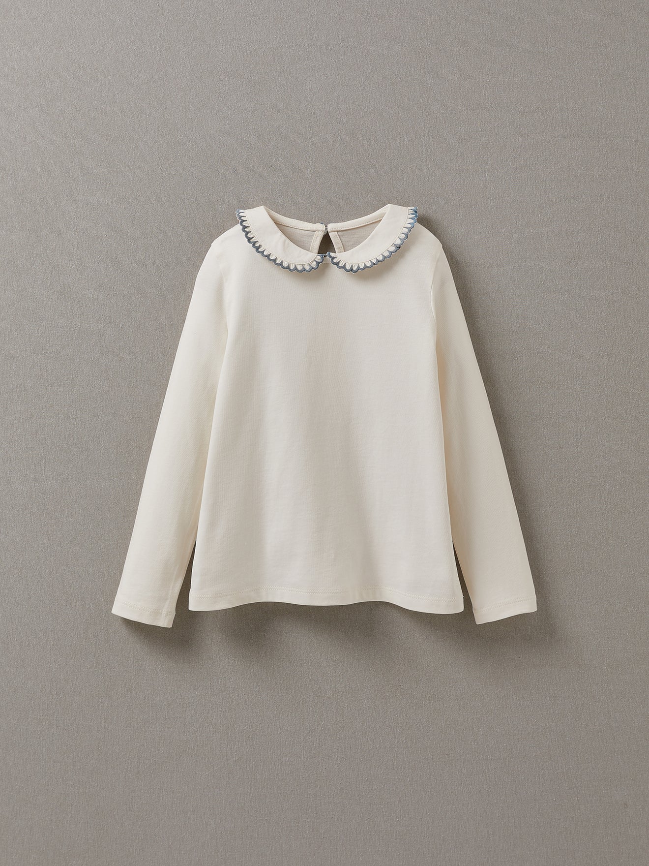 T-shirt col festonné en coton bio fille
