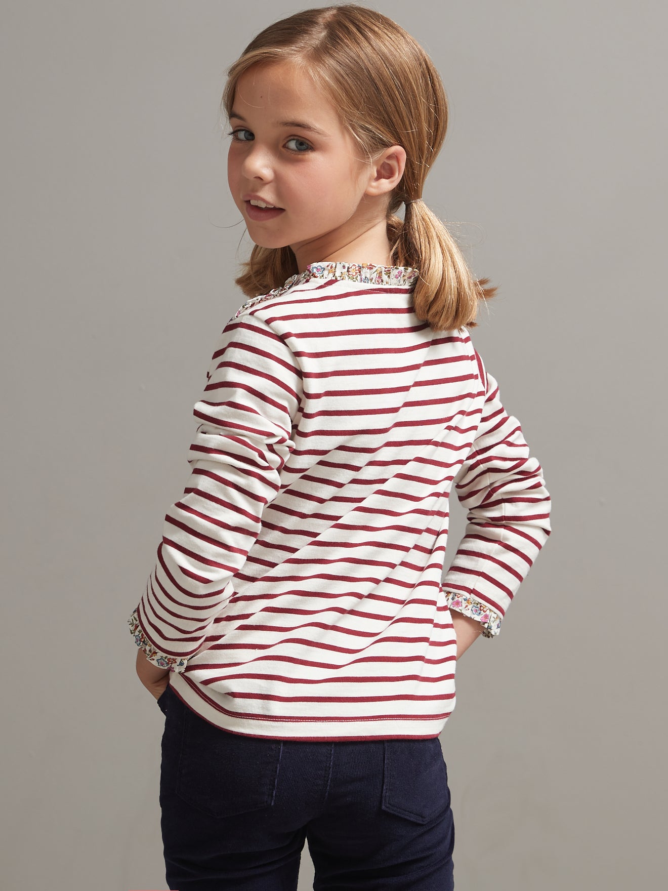 T-shirt marinière Fille tissu Liberty - Coton biologique