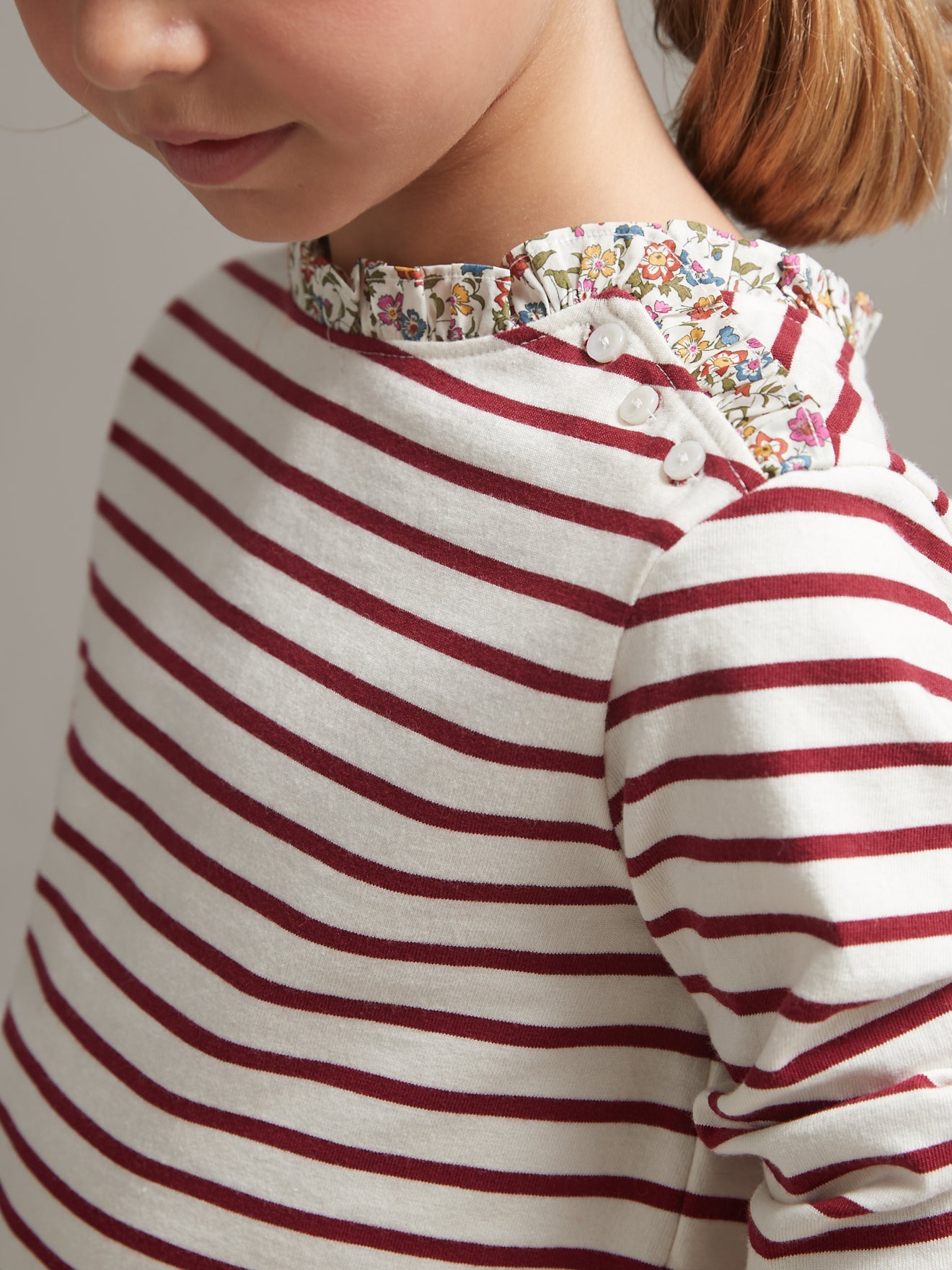 T-shirt marinière Fille tissu Liberty - Coton biologique