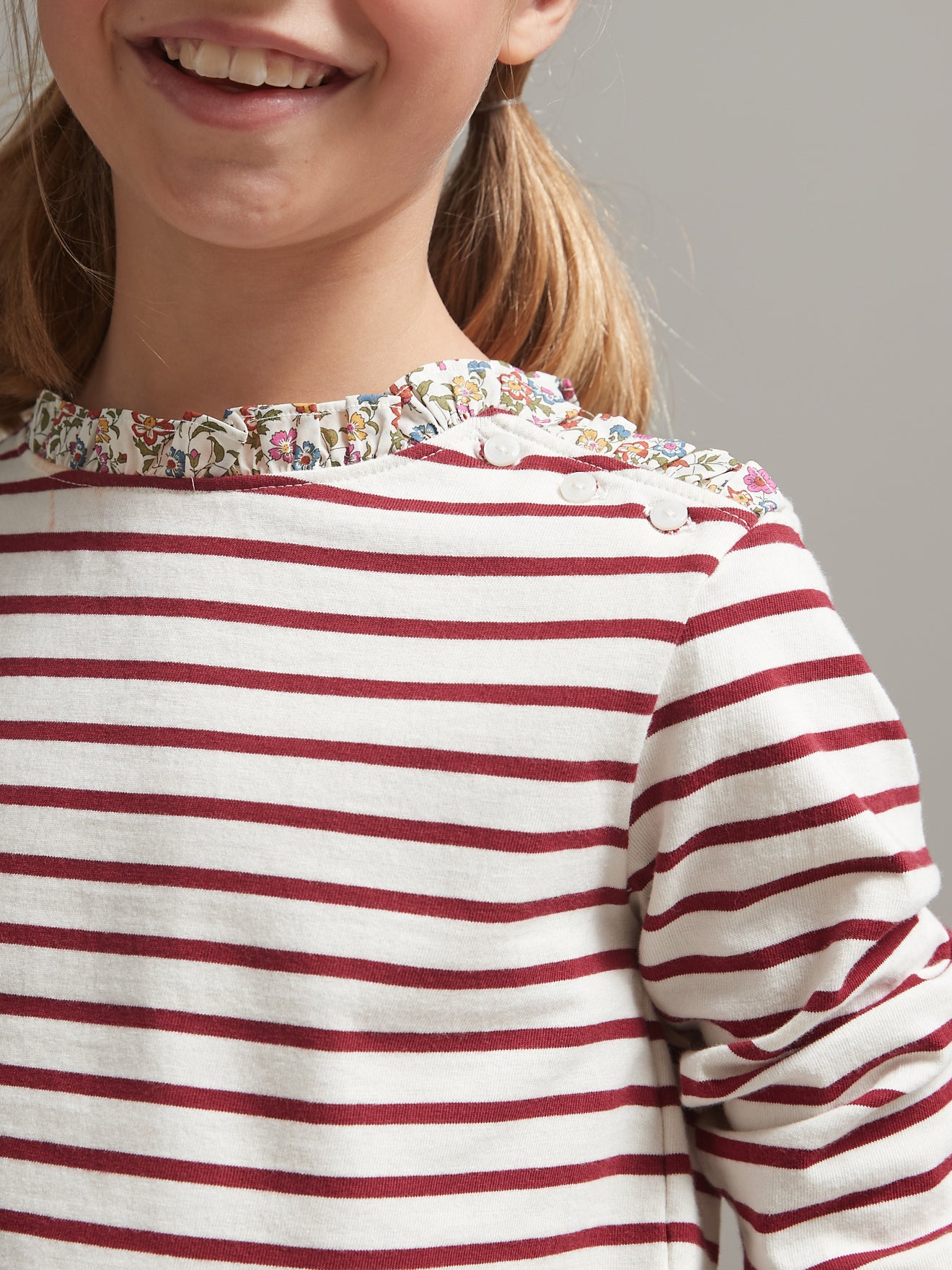 T-shirt marinière Fille tissu Liberty - Coton biologique