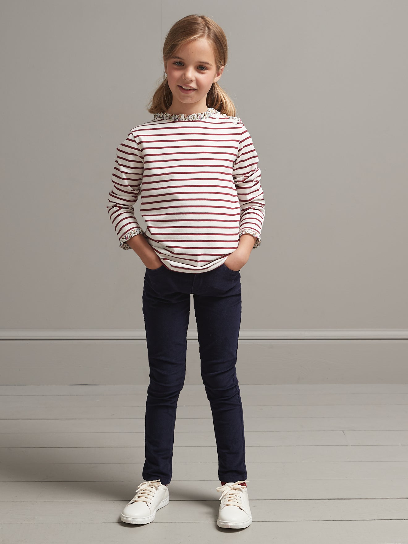 T-shirt marinière Fille tissu Liberty - Coton biologique