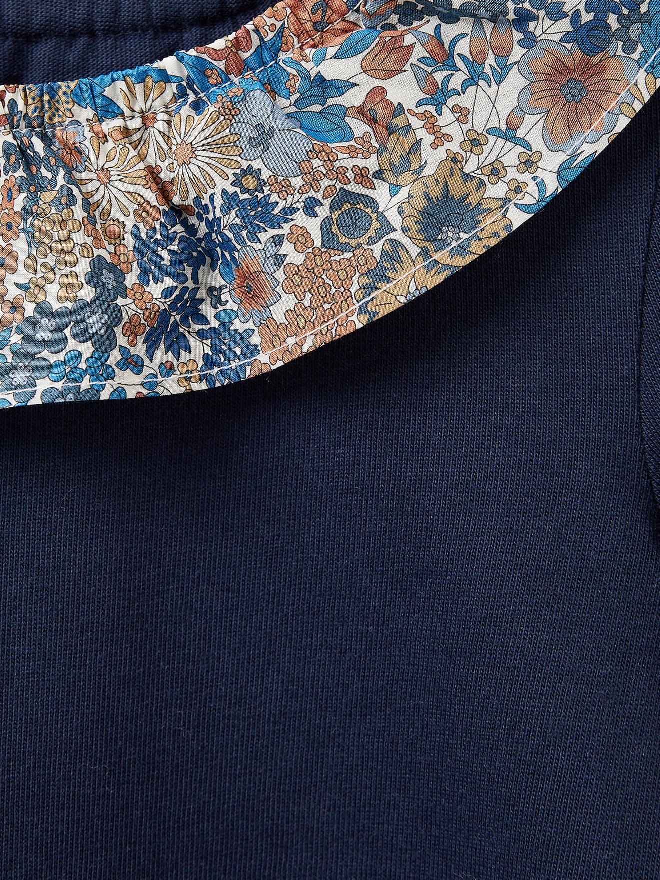 T-shirt Fille col en tissu Liberty - Coton bio