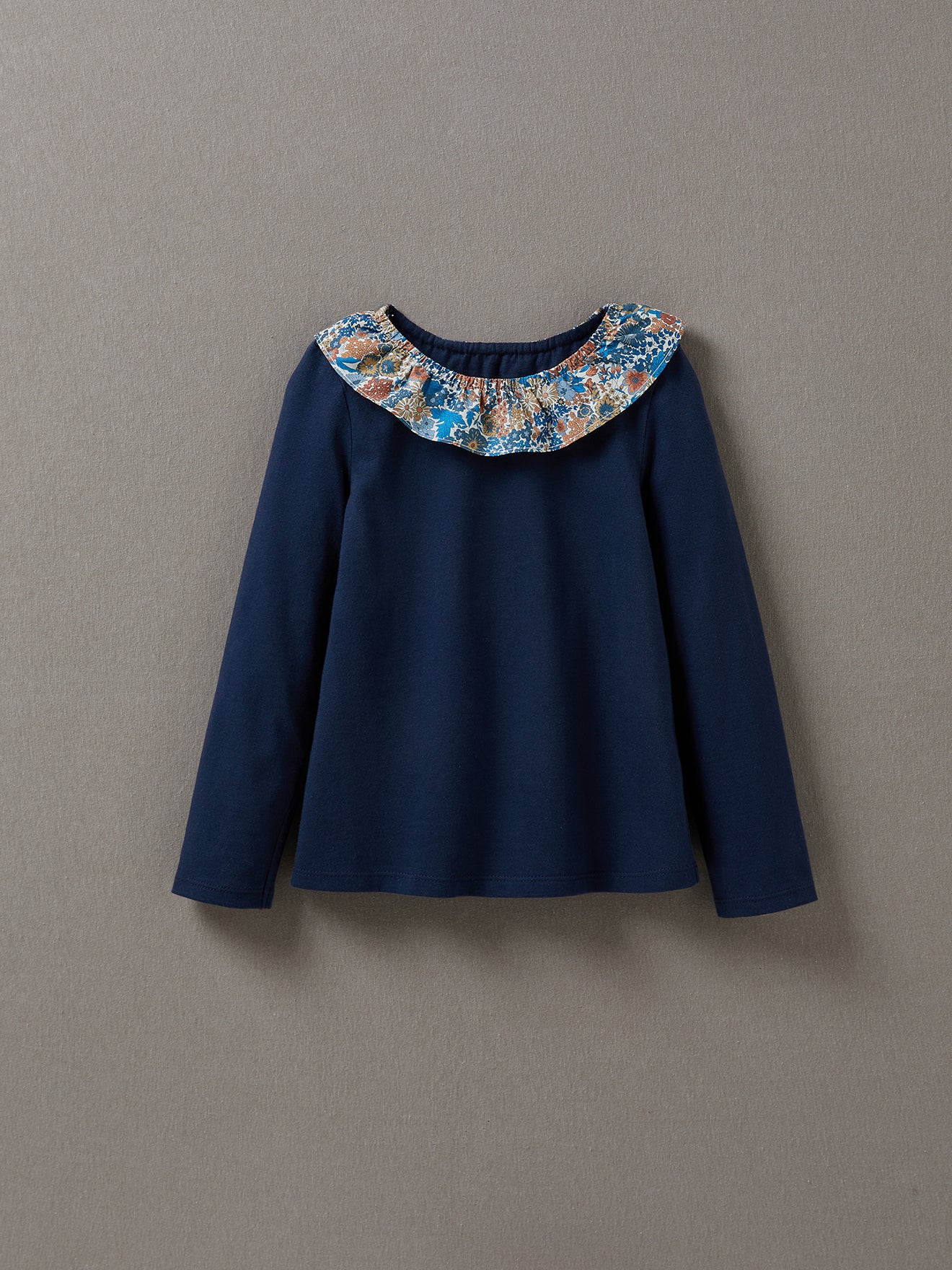 T-shirt Fille col en tissu Liberty - Coton bio