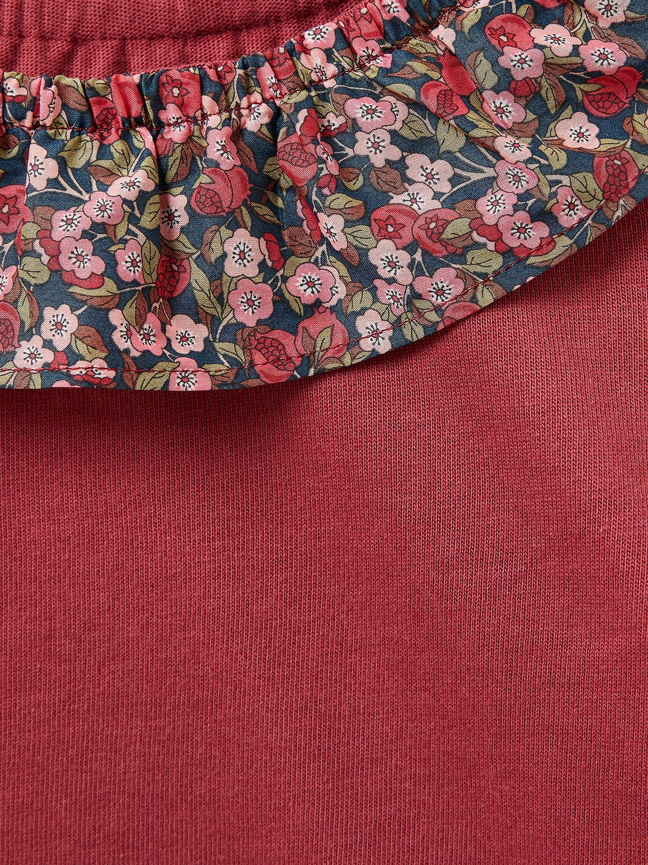 T-shirt Fille col en tissu Liberty - Coton bio
