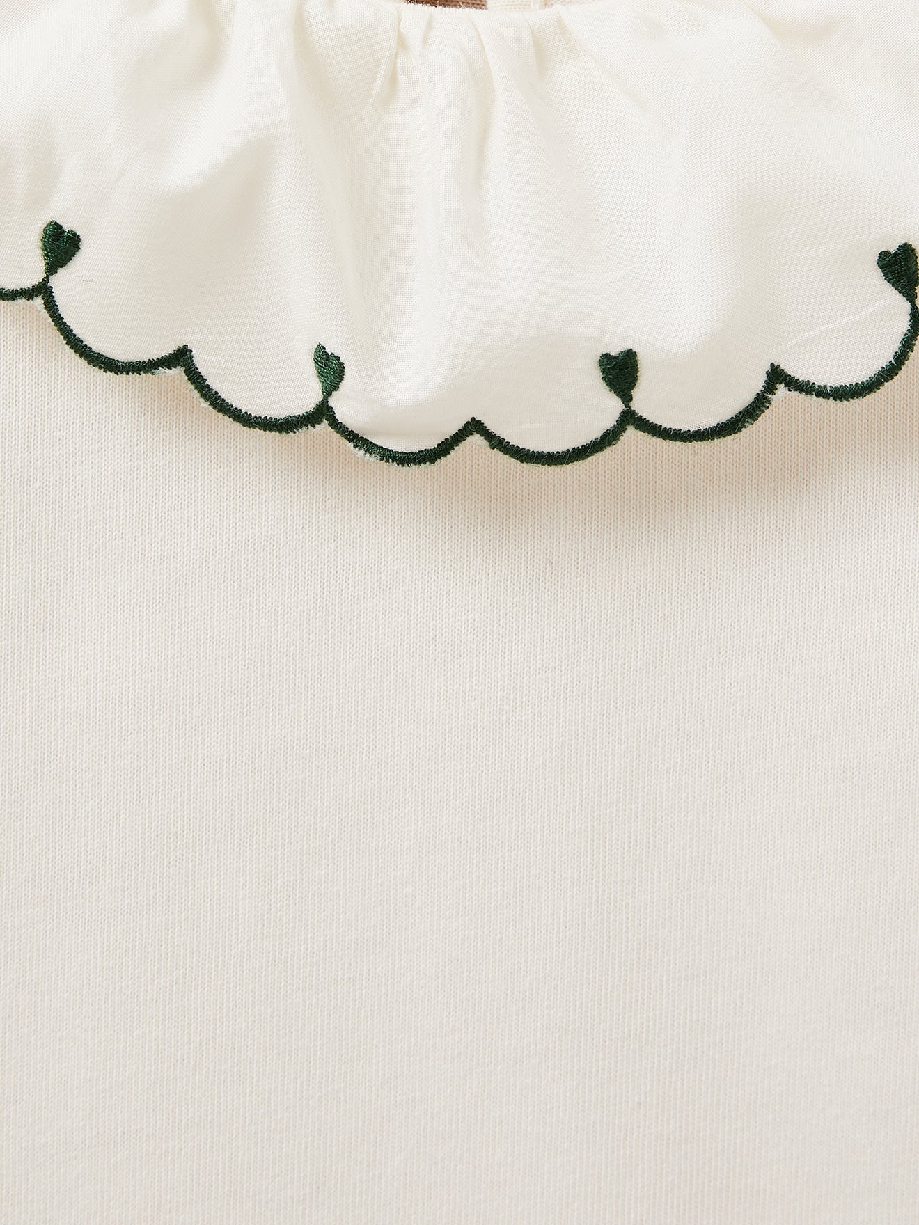 T-shirt Fille col pierrot brodé - Coton bio