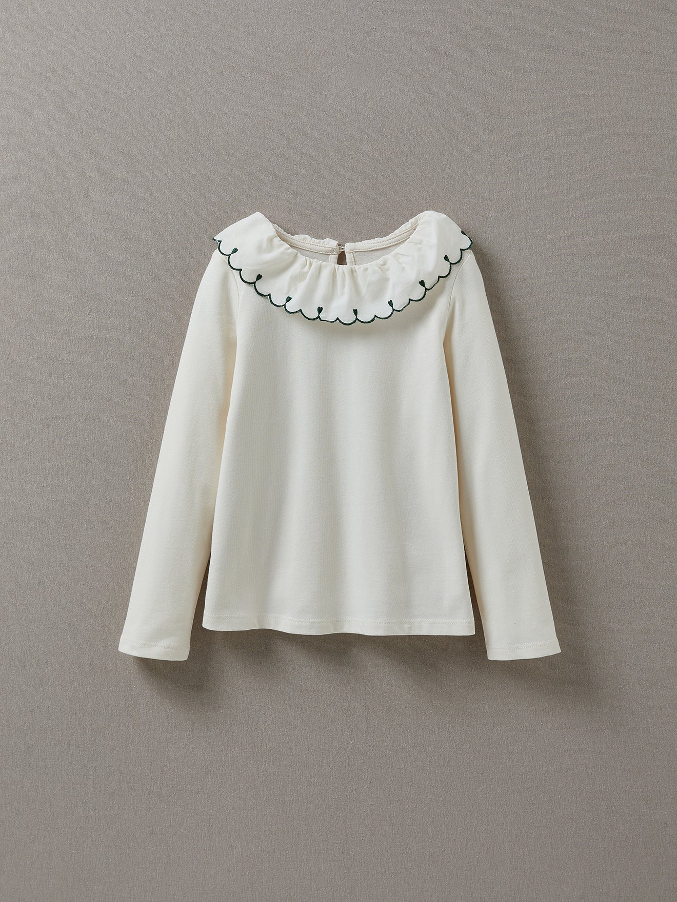 T-shirt Fille col pierrot brodé - Coton bio