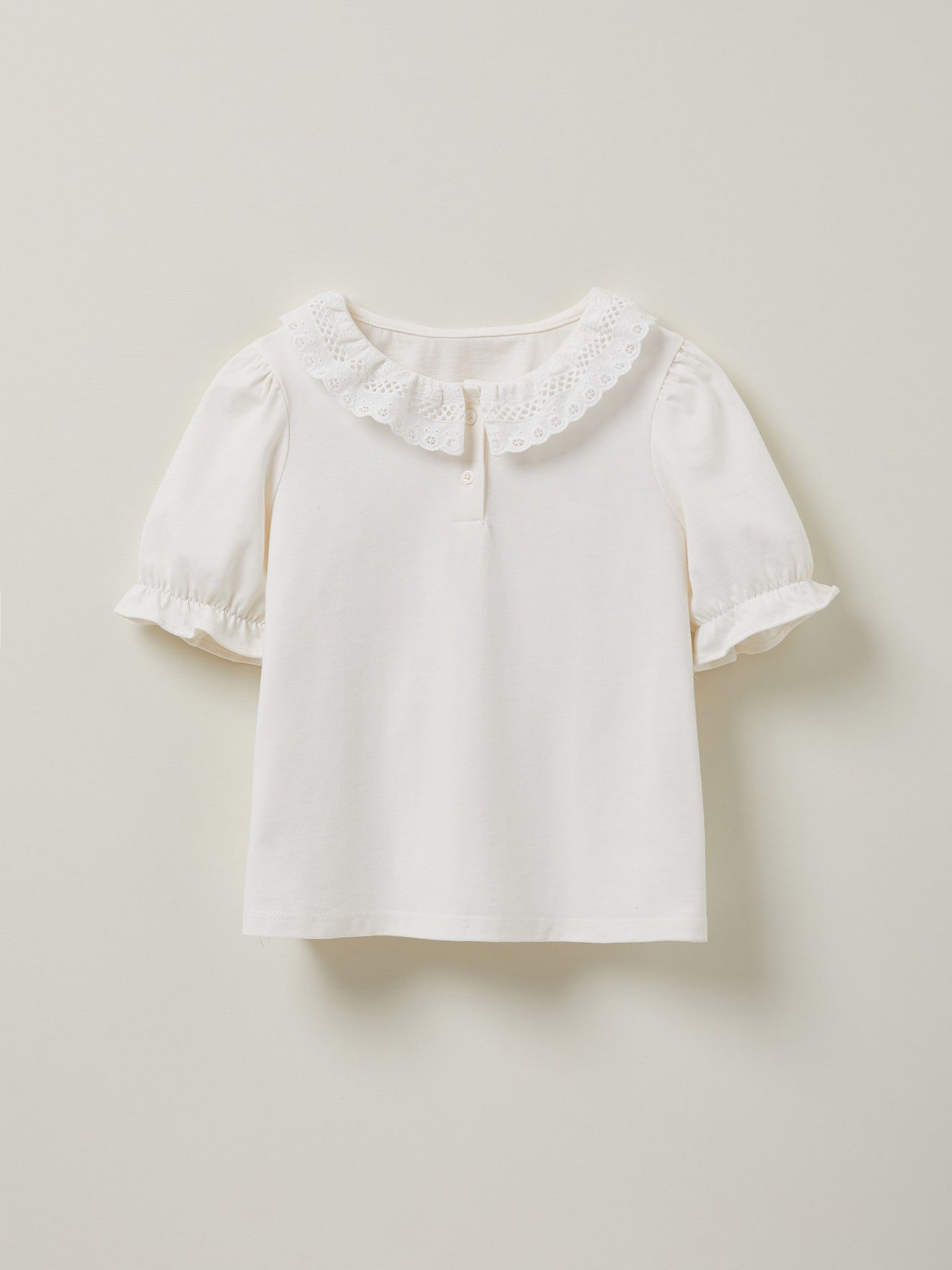 Meisjesshirt met kanten kraag - Biokatoen