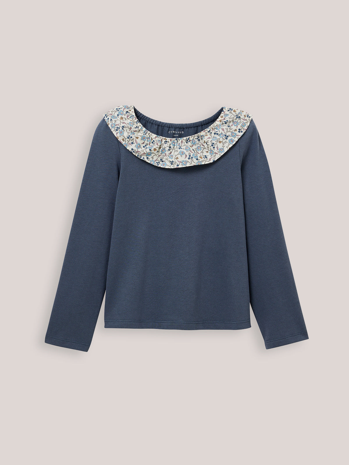 T-shirt Fille col en tissu Liberty - Coton biologique