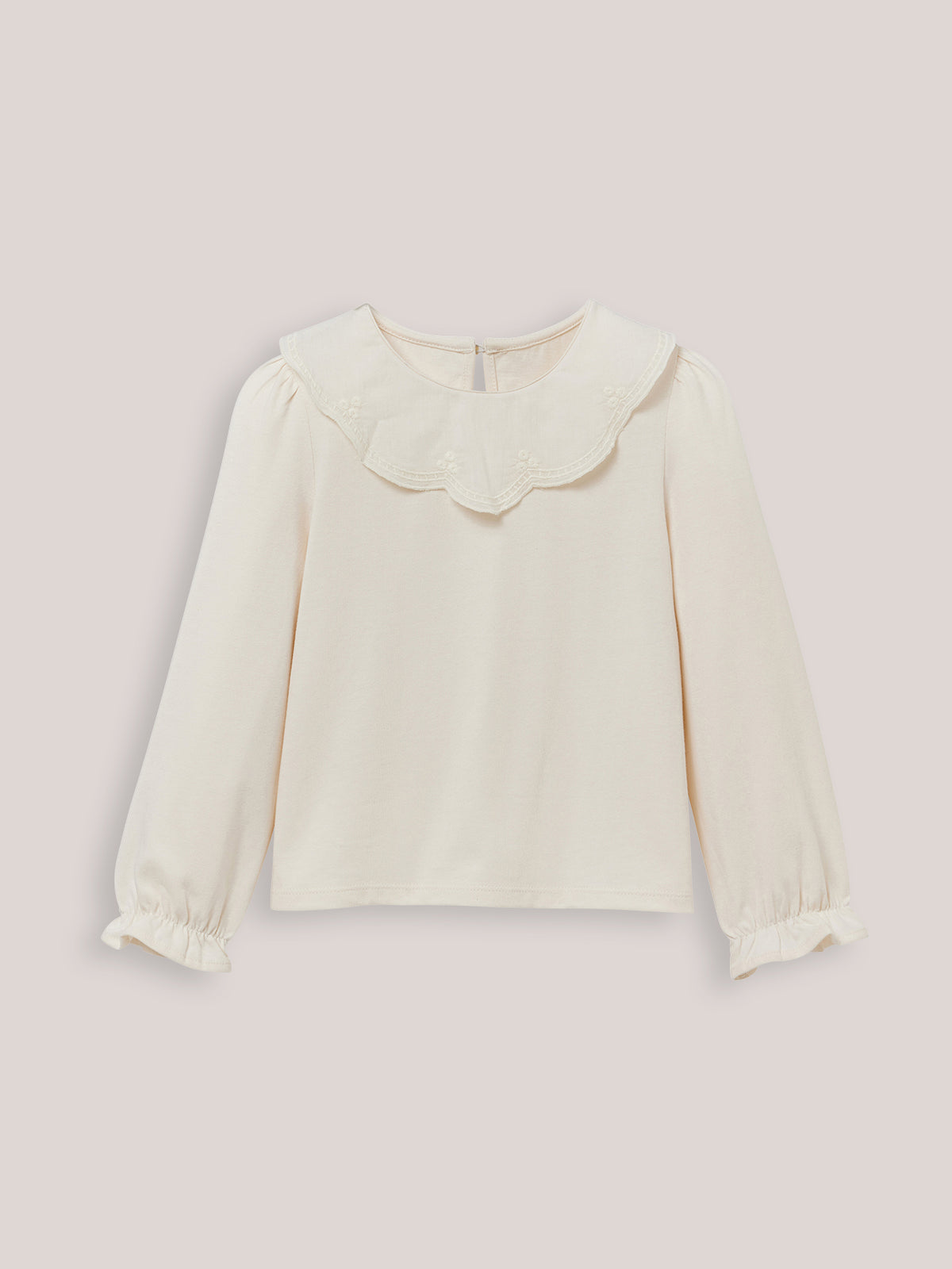 Meisjesshirt met gefestonneerde pierrotkraag - Biokatoen