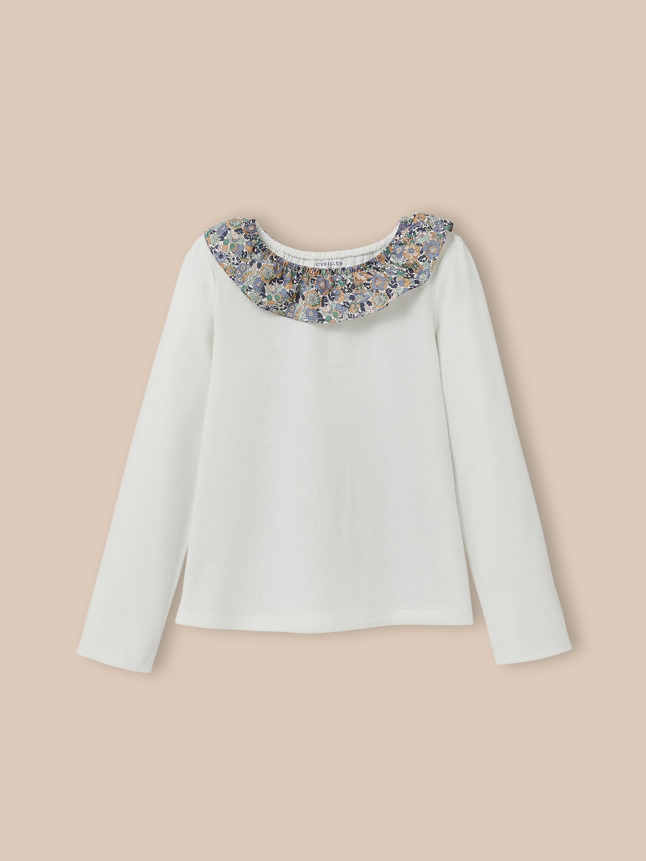 T-shirt met kraag in Liberty-stof - Biokatoen