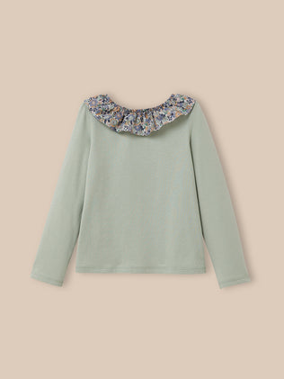 T-shirt met kraag in Liberty-stof - Biokatoen