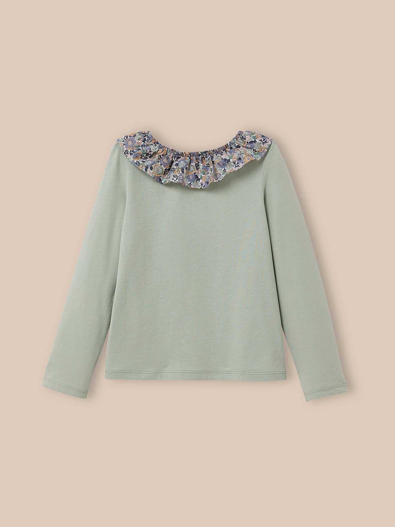 T-shirt met kraag in Liberty-stof - Biokatoen