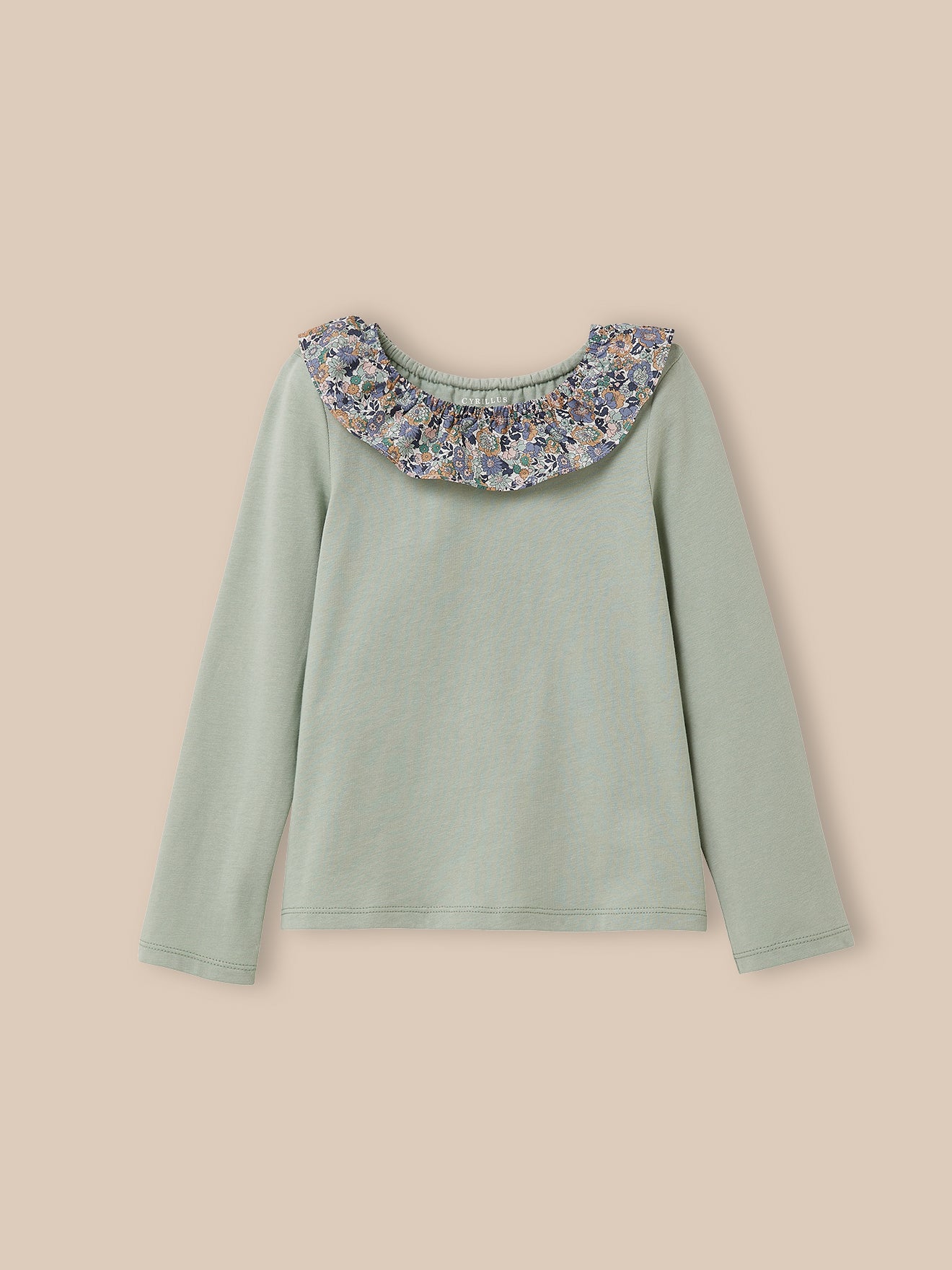 T-shirt met kraag in Liberty-stof - Biokatoen