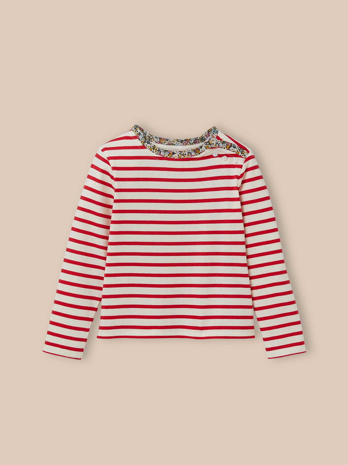 Meisjesshirt met marinestrepen en Liberty-stof - Biokatoen
