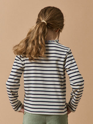 Meisjesshirt met marinestrepen en Liberty-stof - Biokatoen