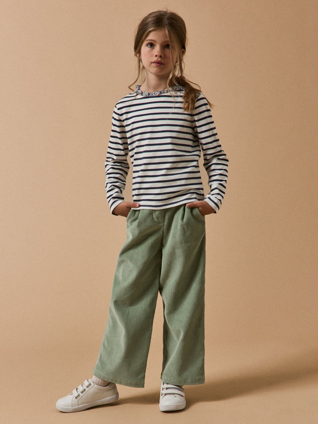 Meisjesshirt met marinestrepen en Liberty-stof - Biokatoen