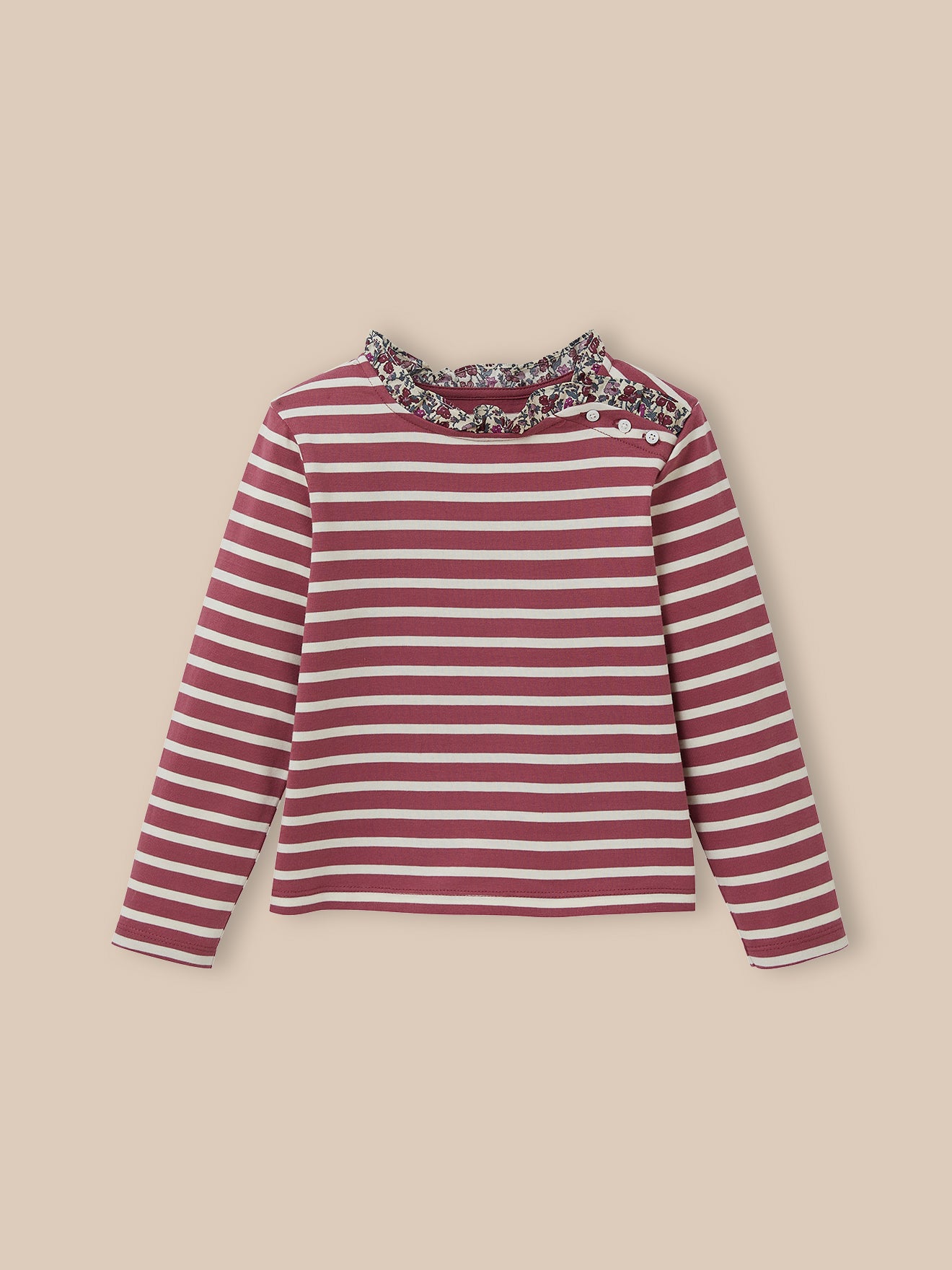 Meisjesshirt met marinestrepen en Liberty-stof - Biokatoen
