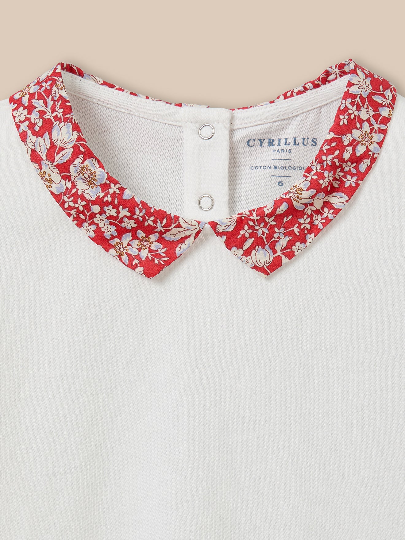 T-shirt col en tissu Liberty Fille - Coton biologique