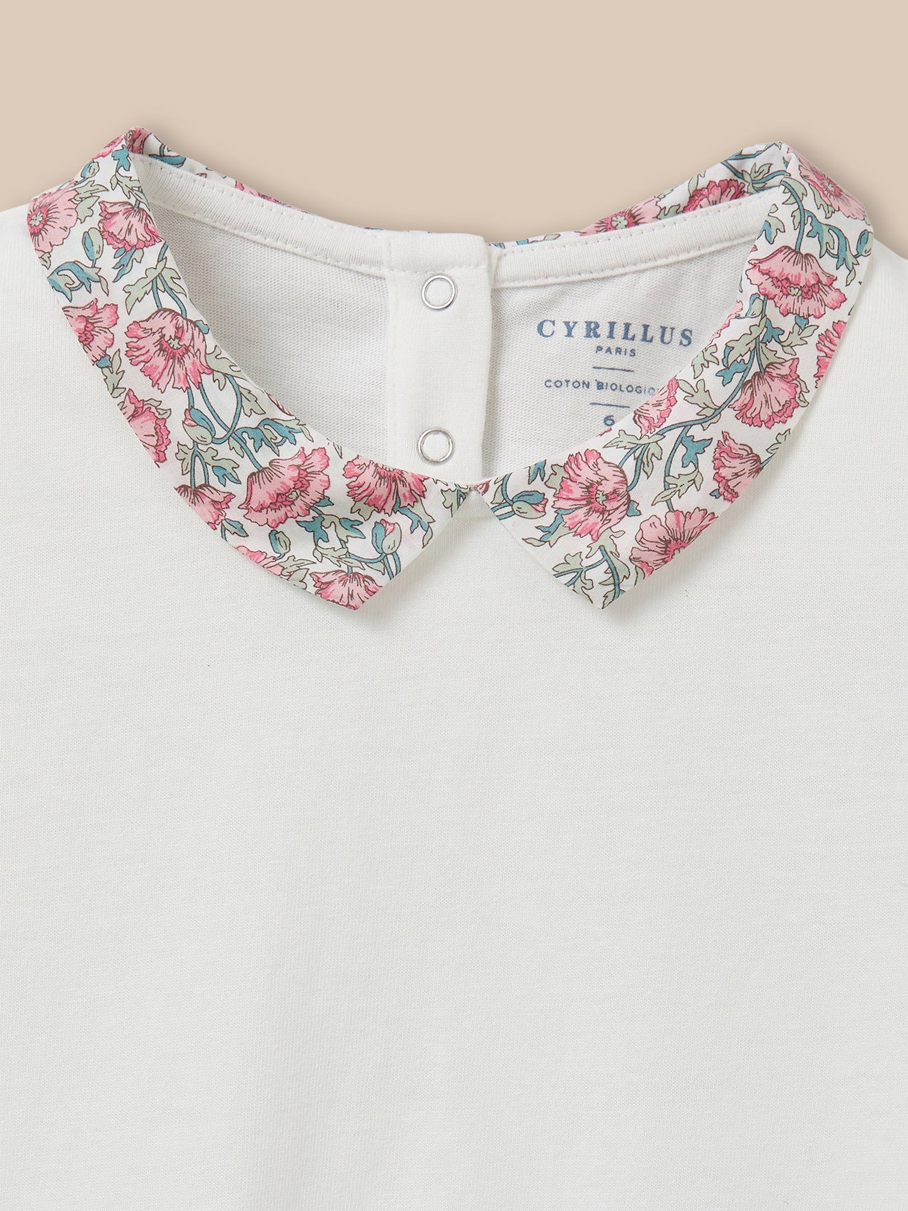 T-shirt col en tissu Liberty Fille - Coton biologique
