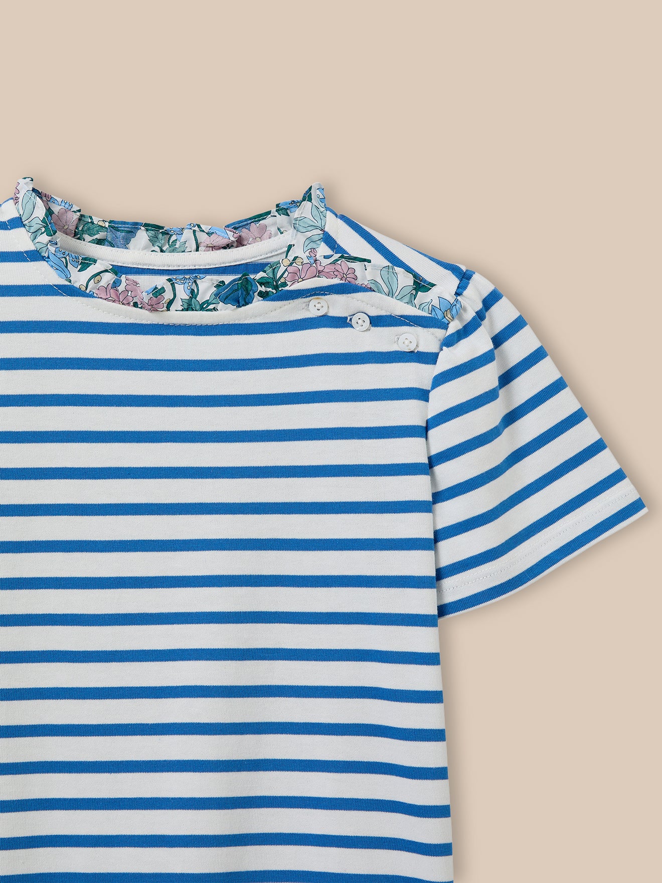 T-shirt marinière Fille tissu Liberty - Coton biologique