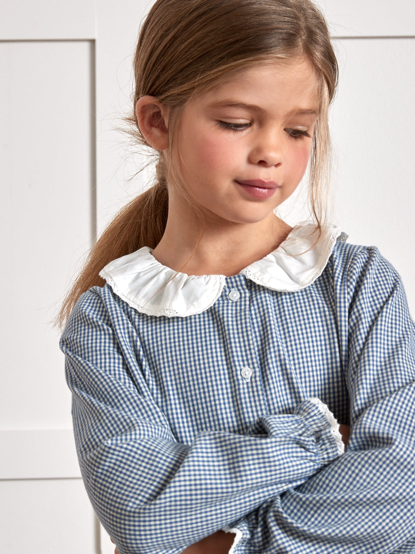 Flanellen meisjespyjama met vichymotief