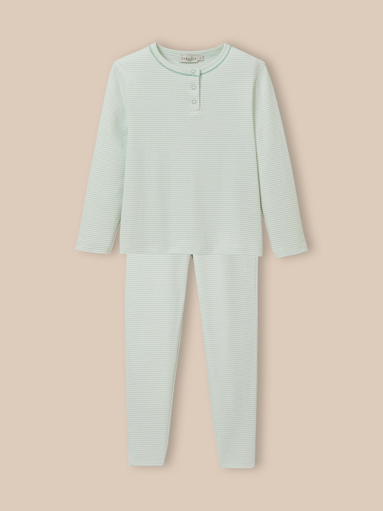 Gestreepte meisjespyjama in ribbels