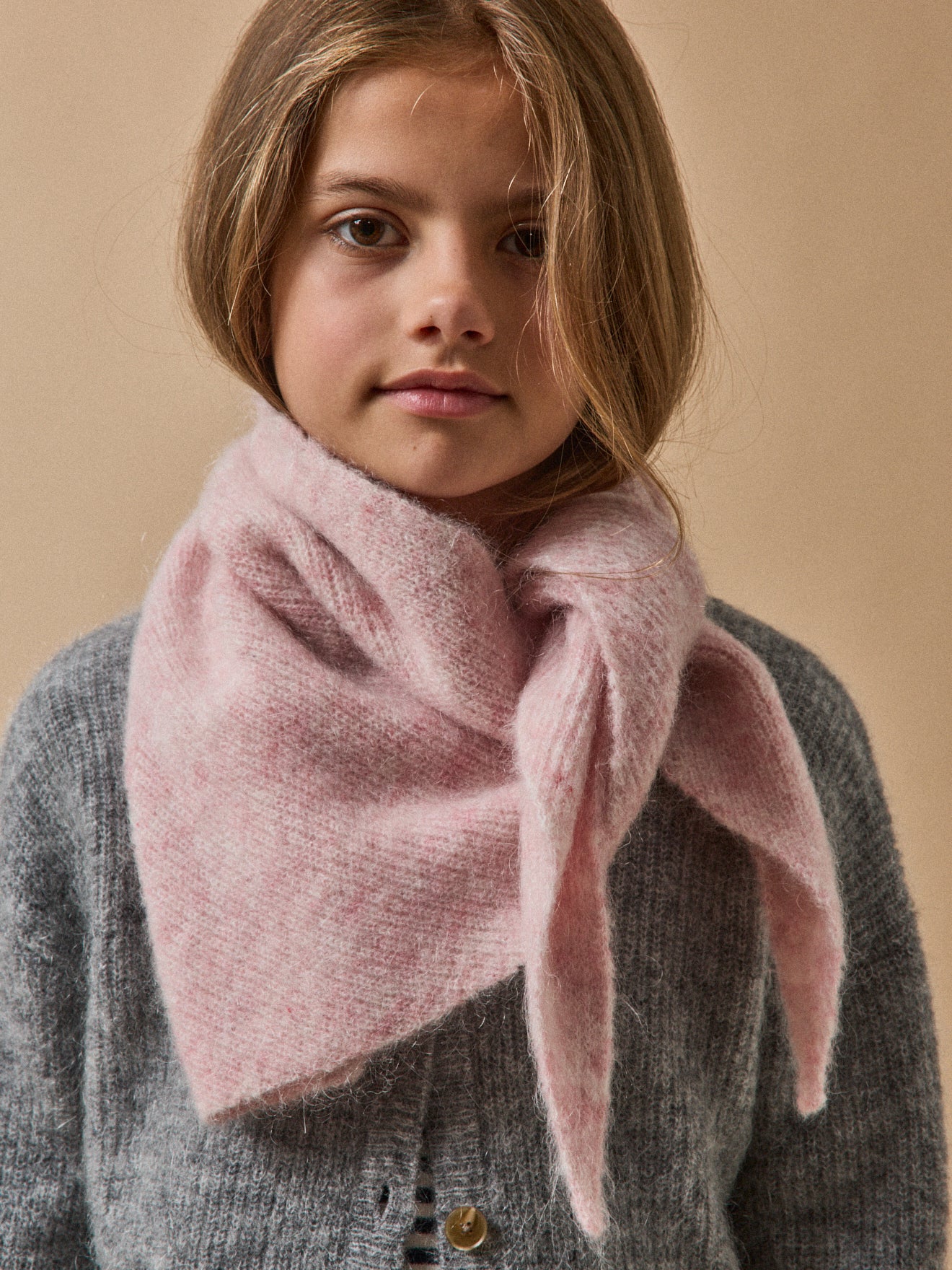 Echarpe triangle en laine et mohair Fille