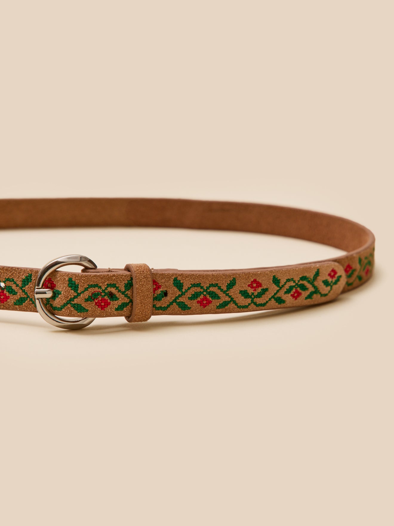 Ceinture brodée en cuir Fille