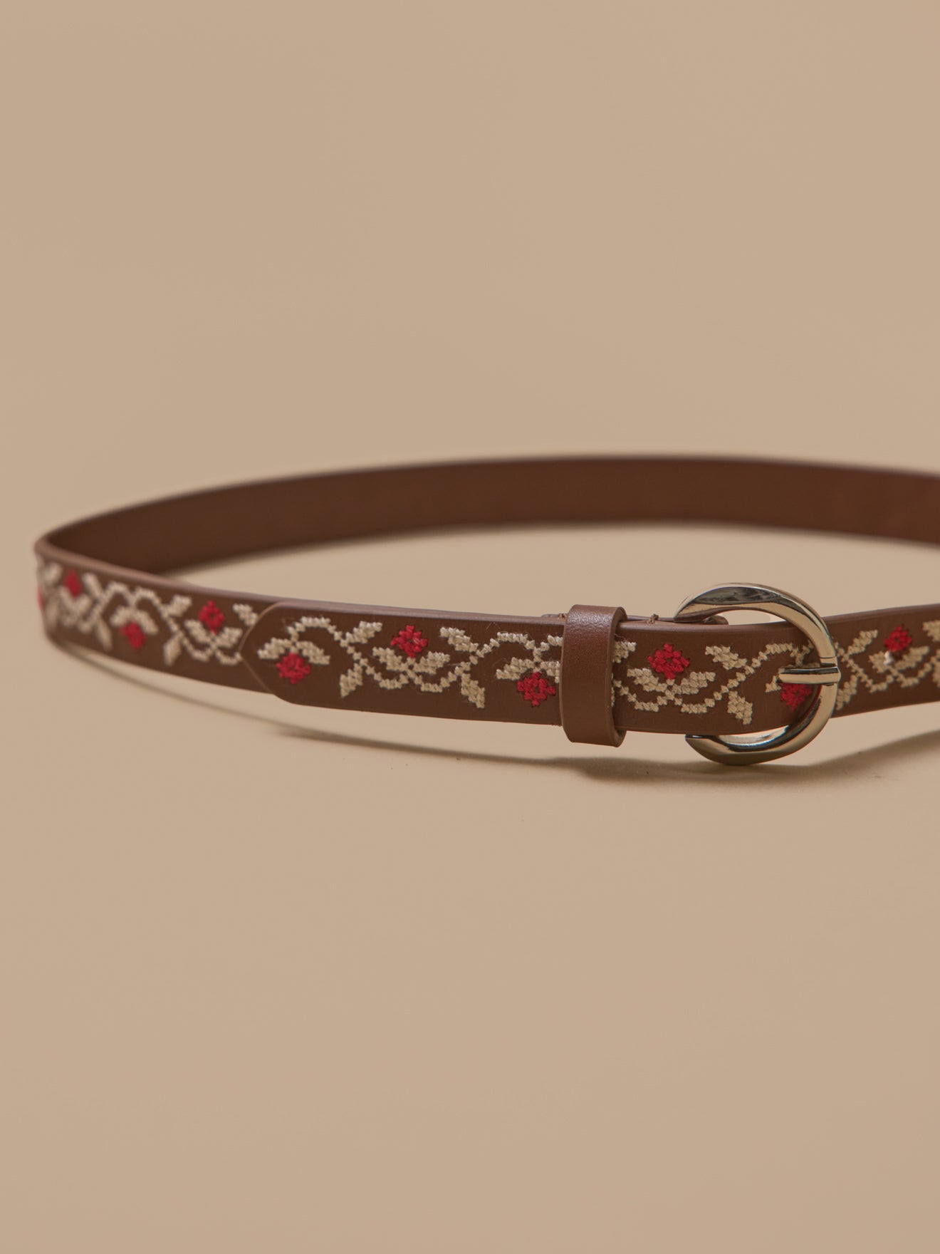 Ceinture brodée en cuir fille