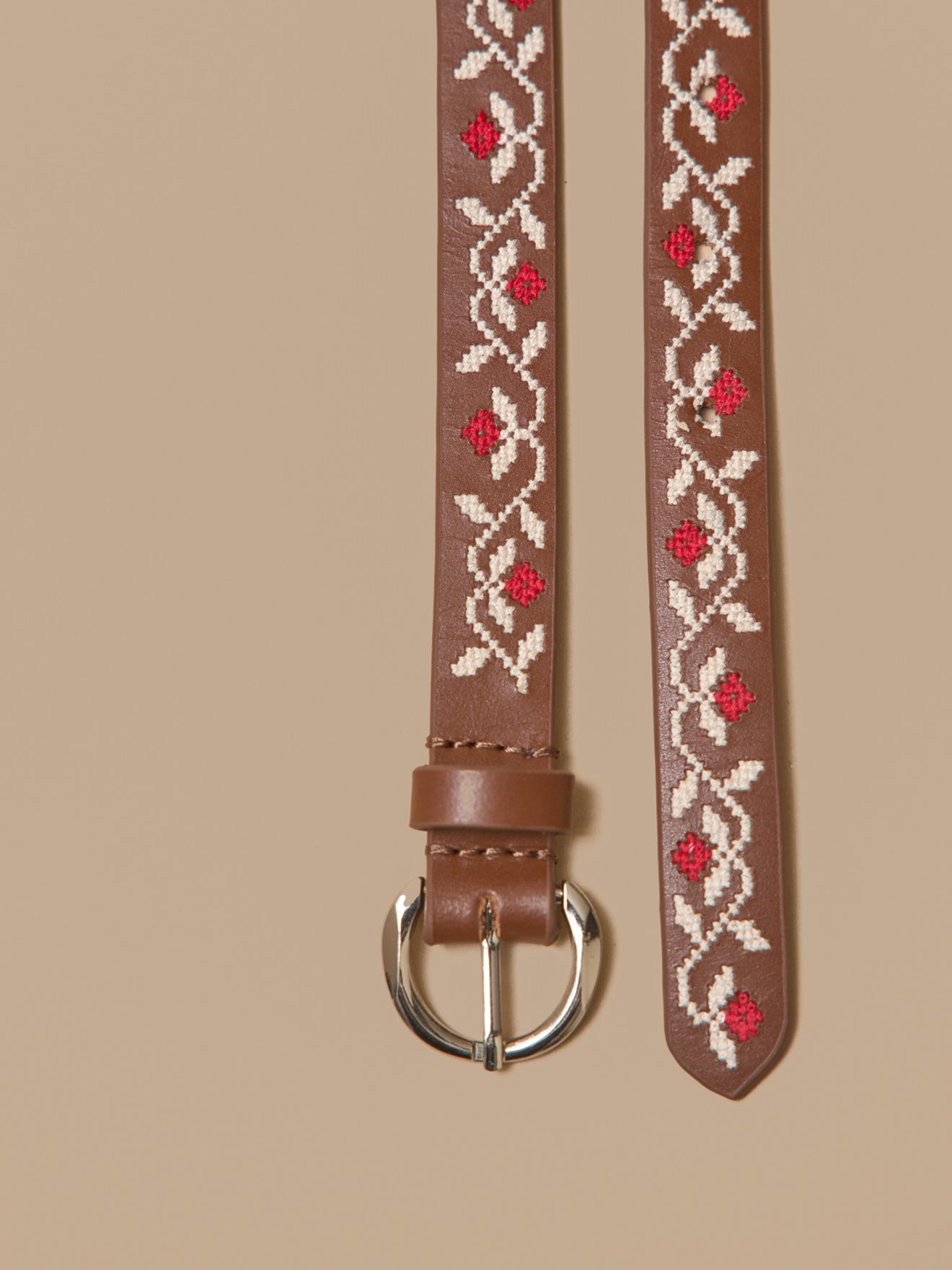 Ceinture brodée en cuir fille