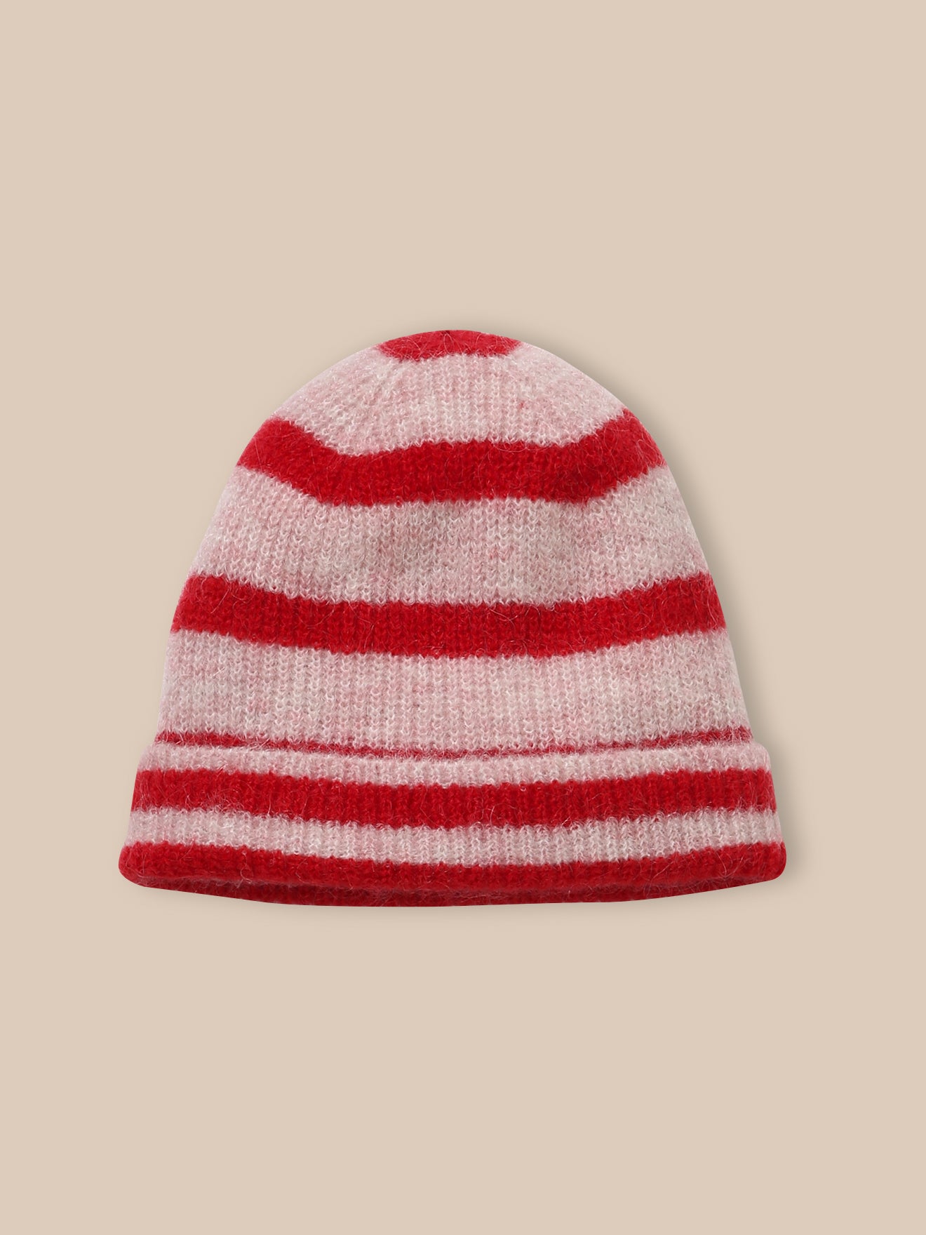 Gestreepte meisjesmuts in wol en mohair