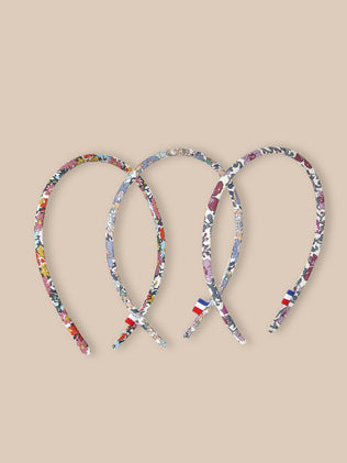 Set van 3 fijne meisjesdiademen in Liberty-stof