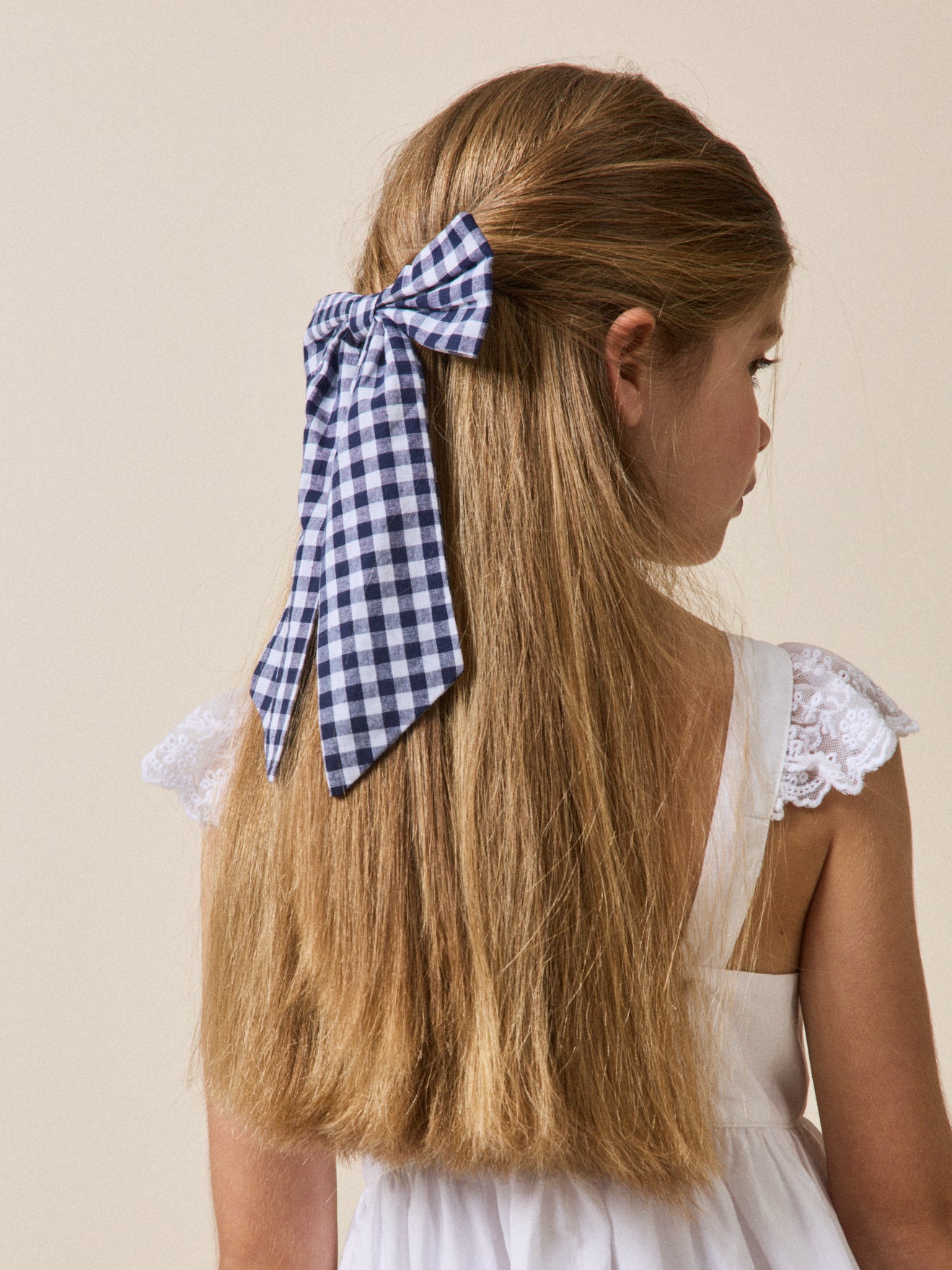 Meisjeshaarspeld met grote strik in vichy