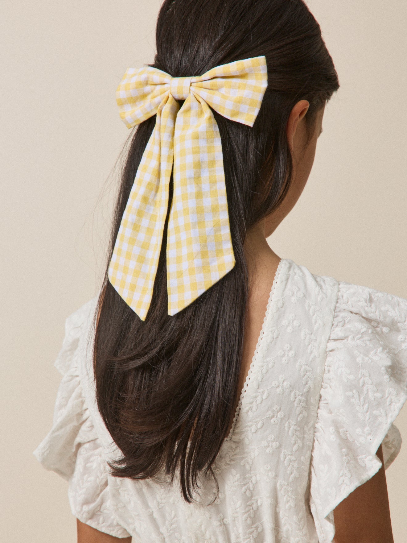 Meisjeshaarspeld met grote strik in vichy