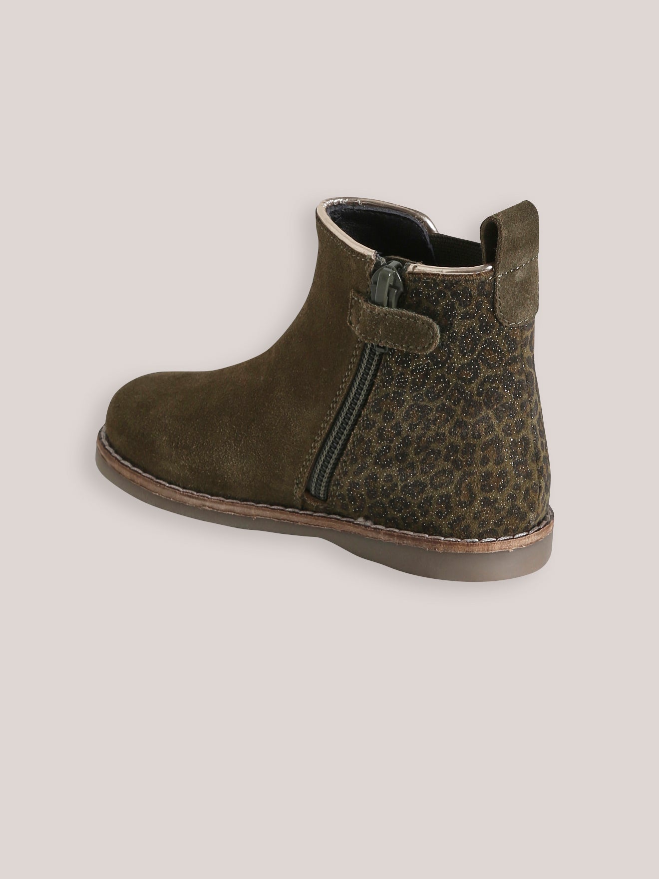 Leren meisjesboots met luipaardprint