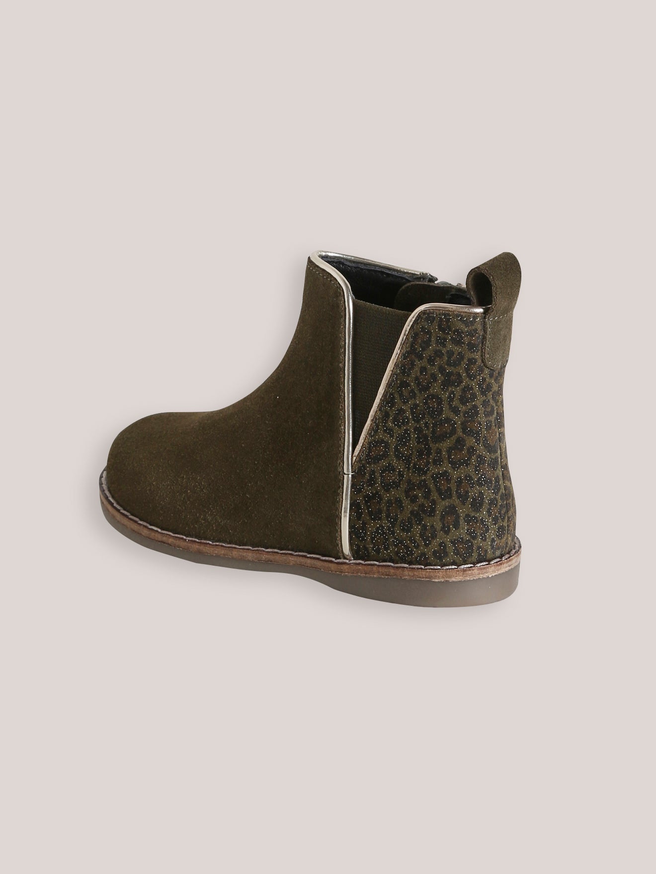 Leren meisjesboots met luipaardprint