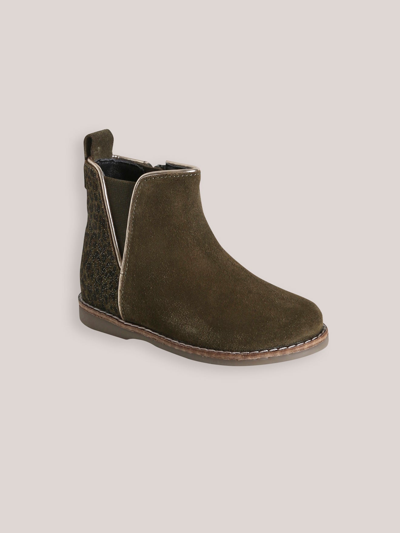 Leren meisjesboots met luipaardprint