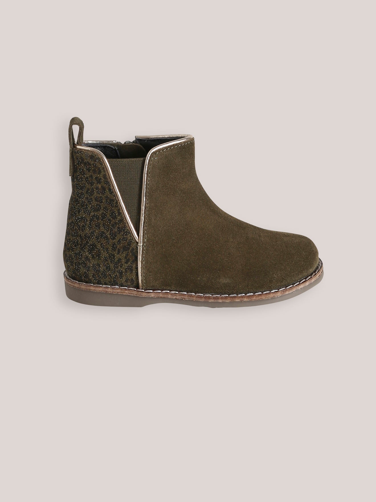 Leren meisjesboots met luipaardprint