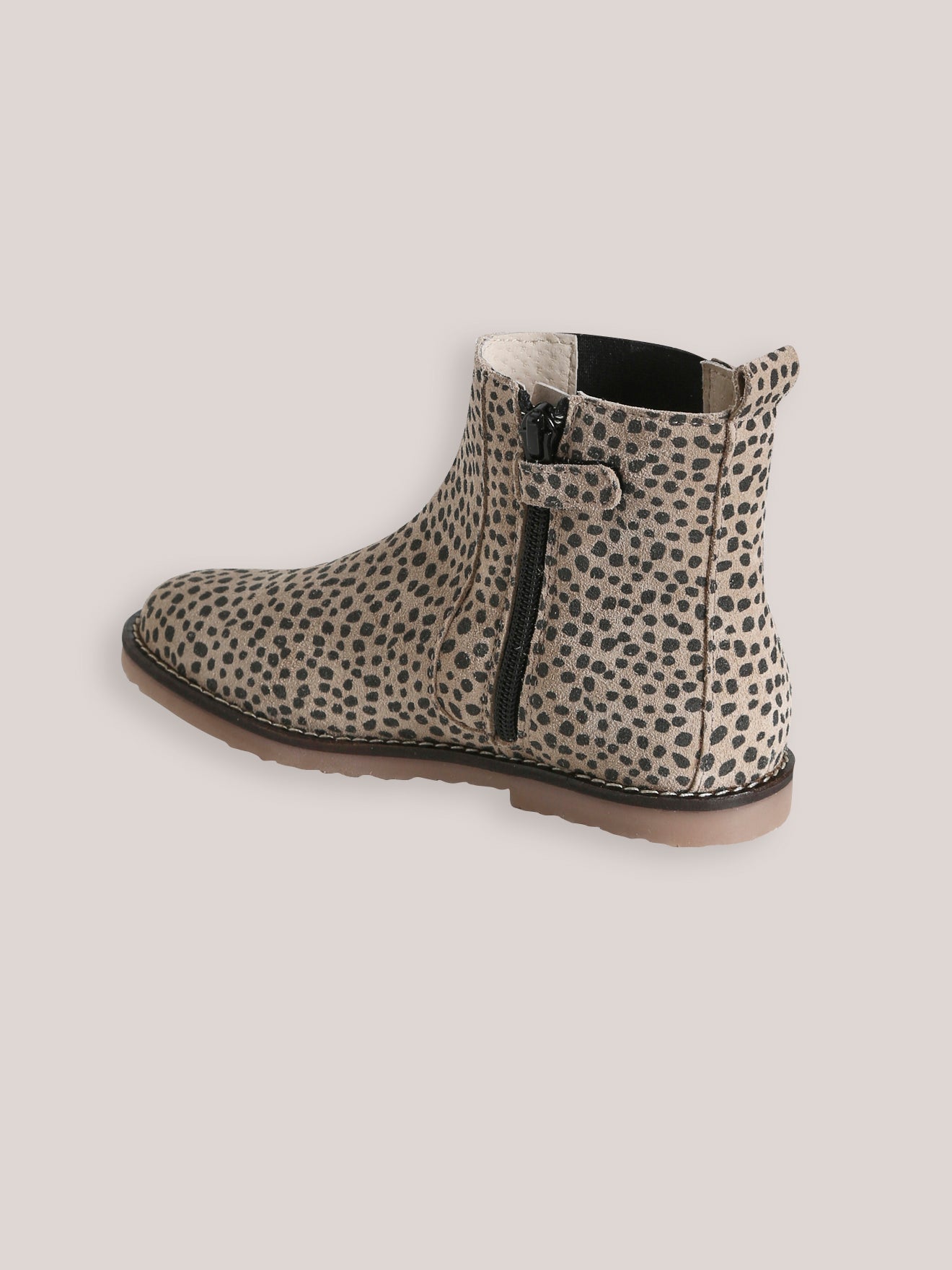 Leren meisjesboots met luipaardmotief