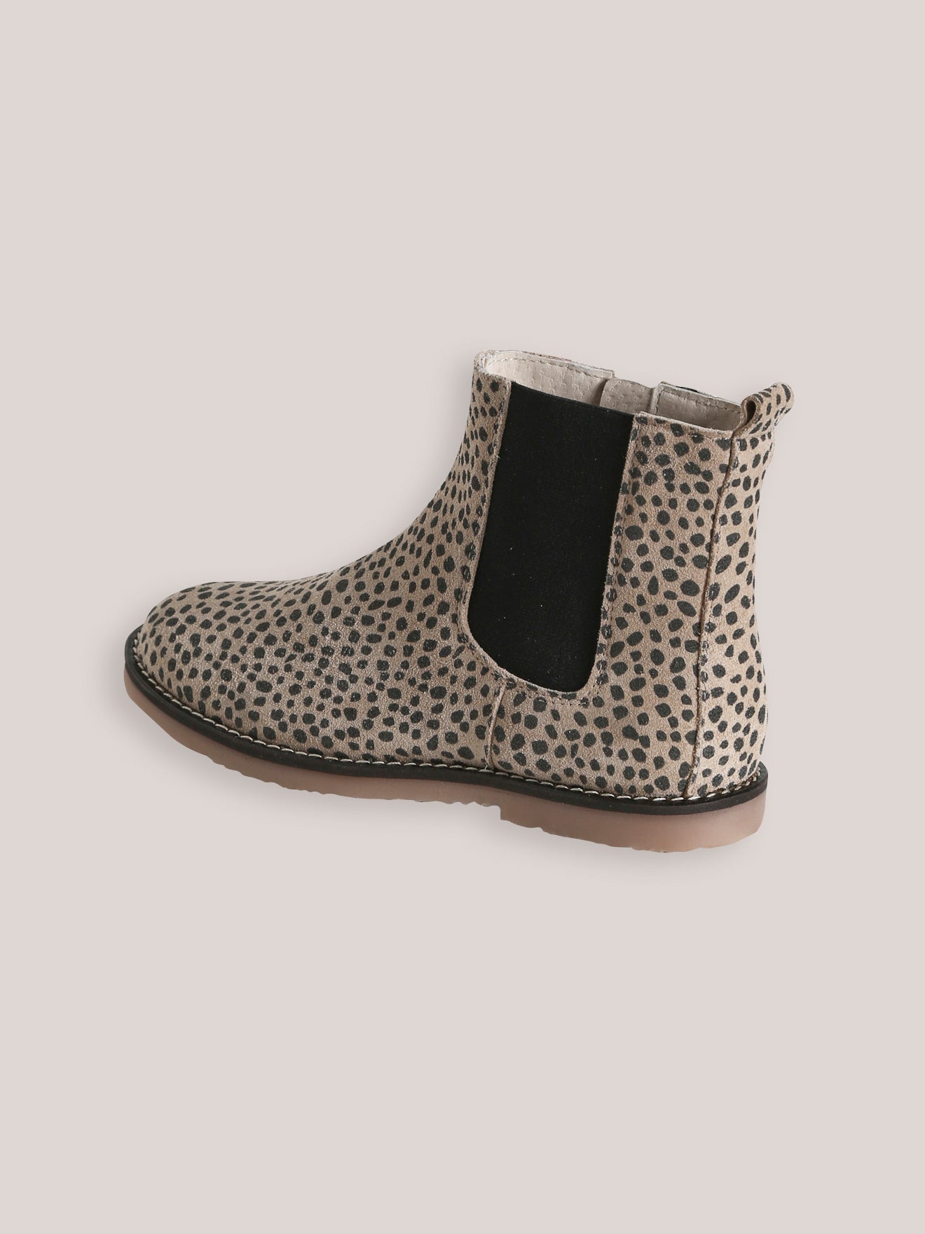 Leren meisjesboots met luipaardmotief