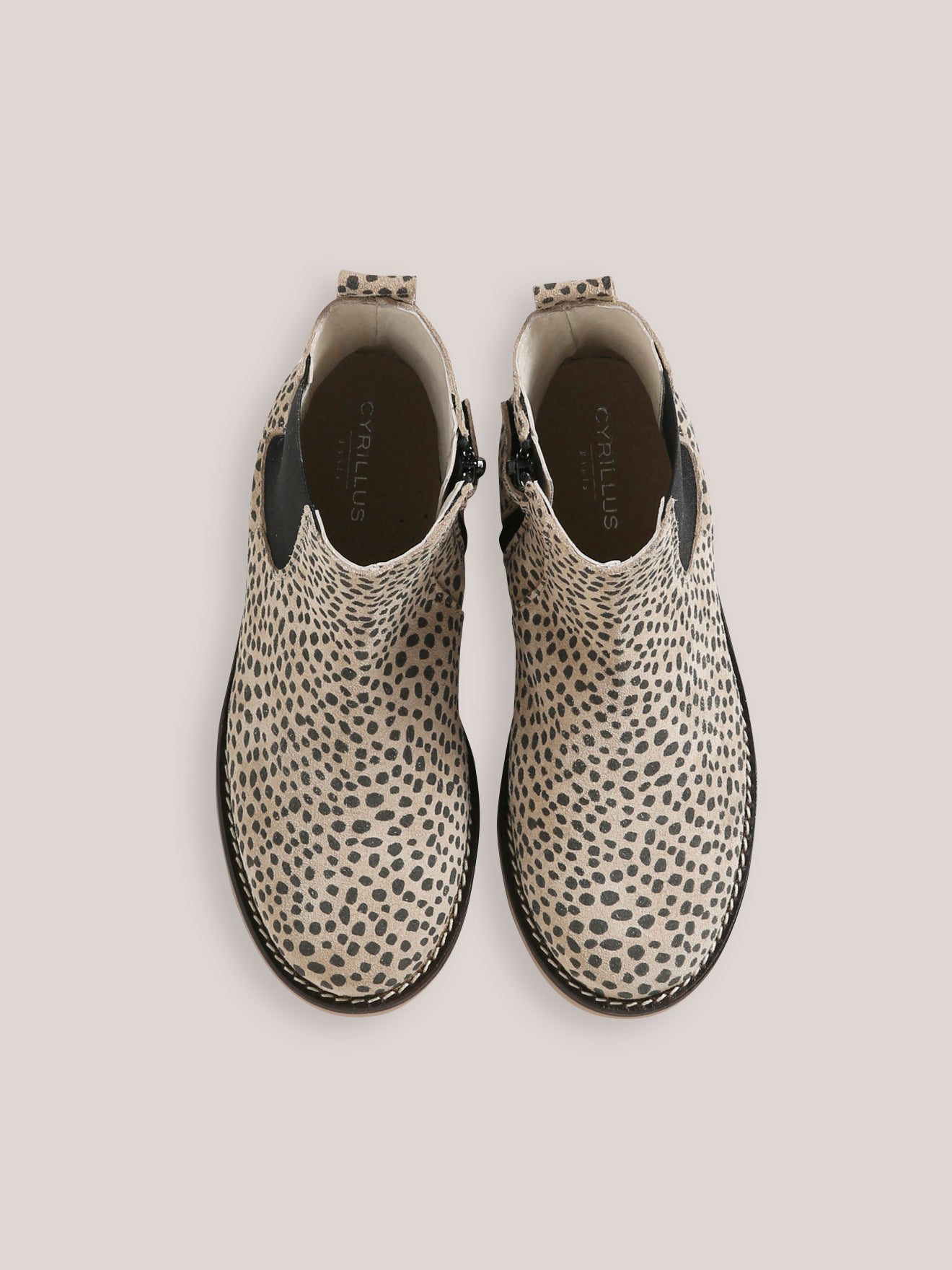 Leren meisjesboots met luipaardmotief