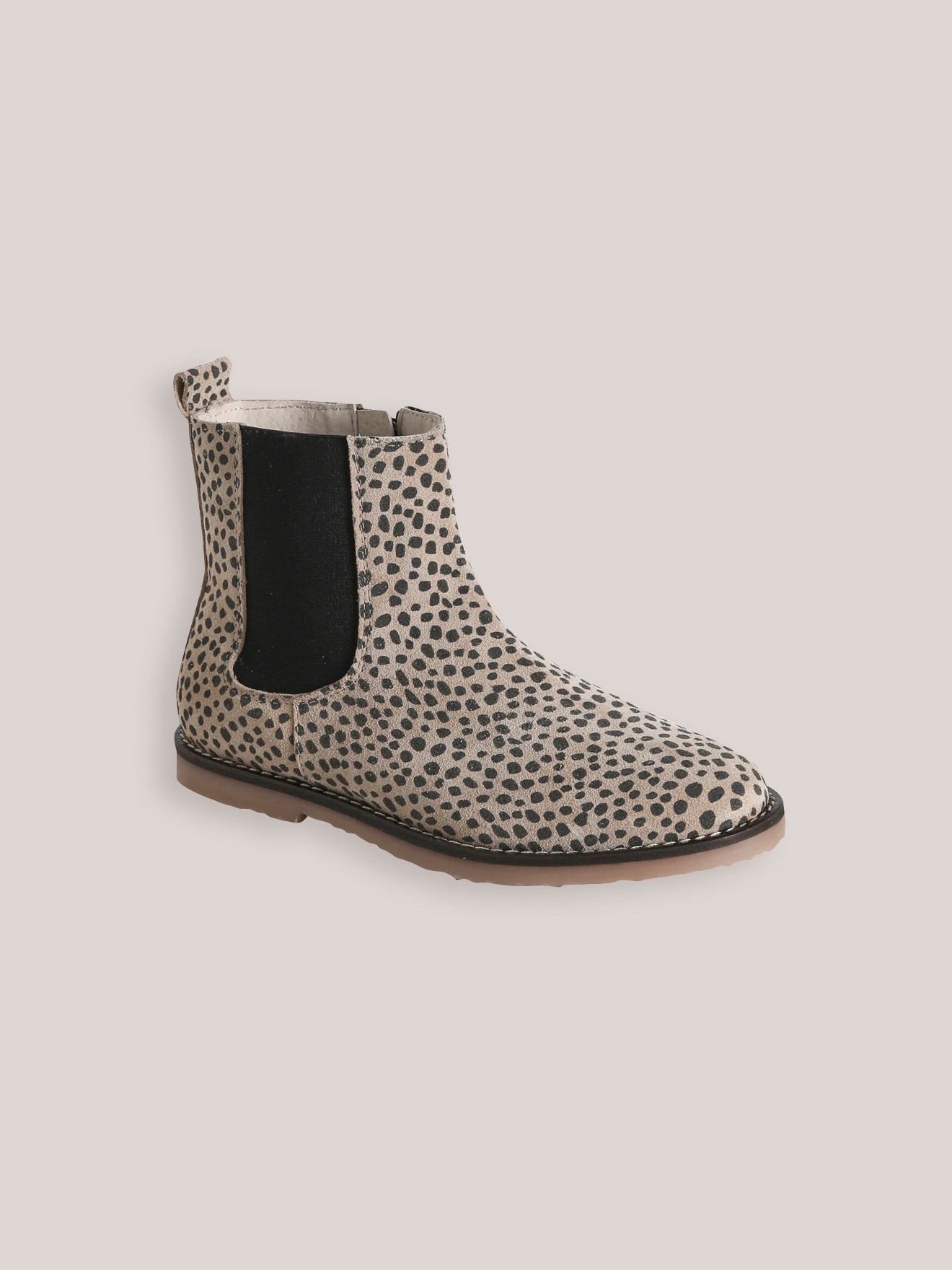 Leren meisjesboots met luipaardmotief