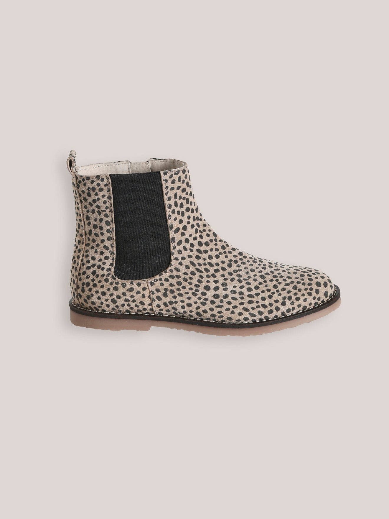 Leren meisjesboots met luipaardmotief