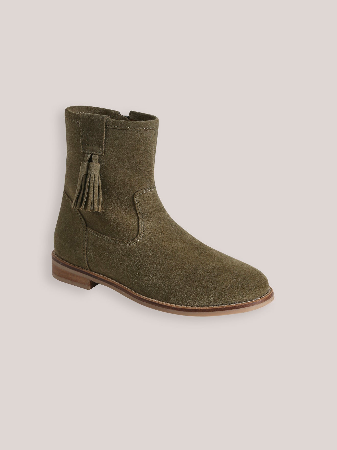 Leren meisjesboots met pompons