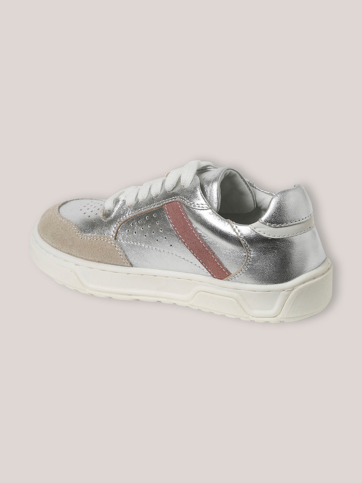 Meisjessneakers in zilverkleurig leer