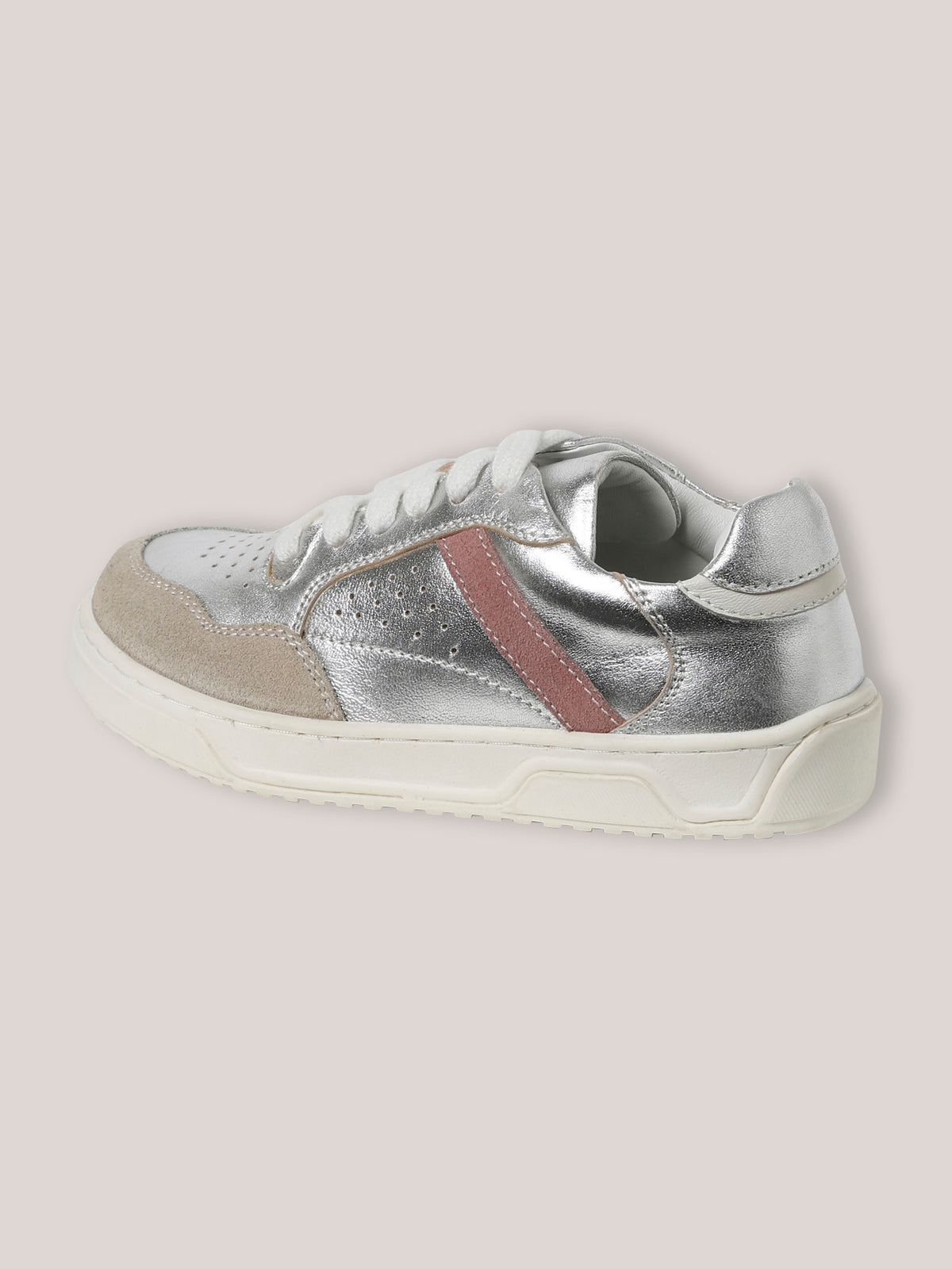 Meisjessneakers in zilverkleurig leer