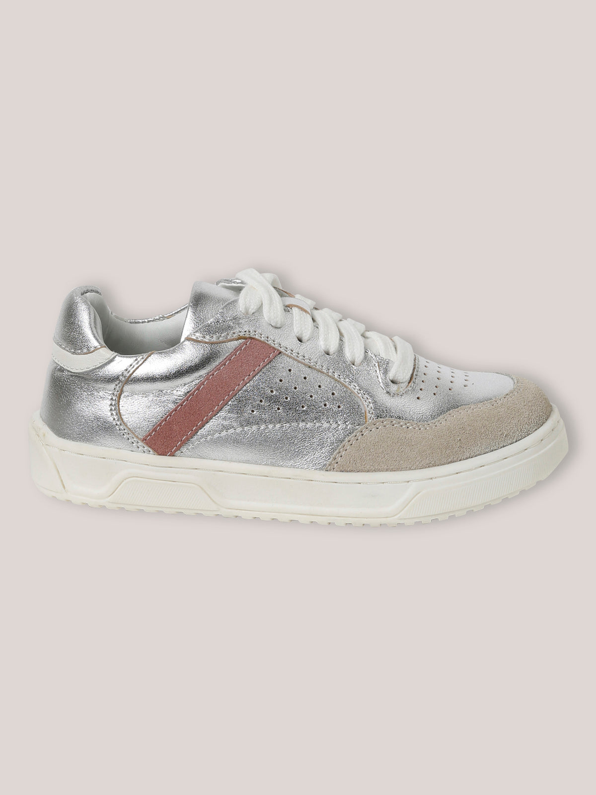 Meisjessneakers in zilverkleurig leer